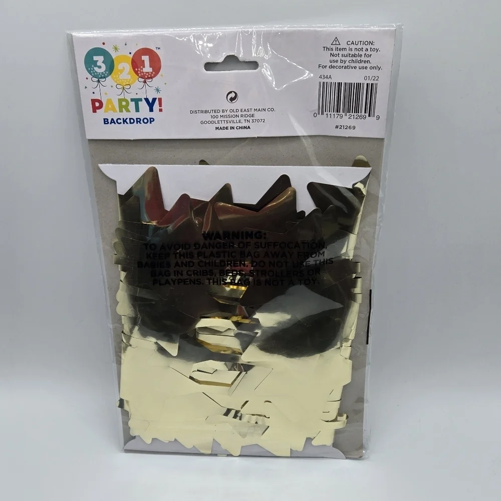 321 Party! Foil Star Photo Booth Backdrop Gold